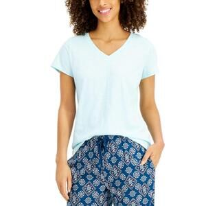 NEW CHARTER CLUB LUXURY sleepwear v neck pajama top in light blue